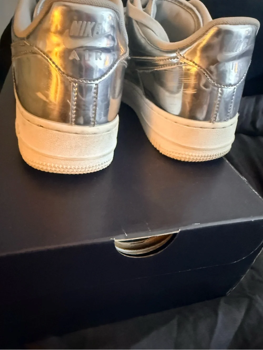 Nike AF1 Metallic Silver Low-Top Sneakers